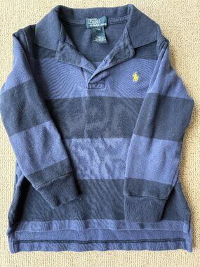 Polo Ralph Lauren Boys 4T Rugby Shirt Navy Bright Blue Long Sleeve Preppy Kids
